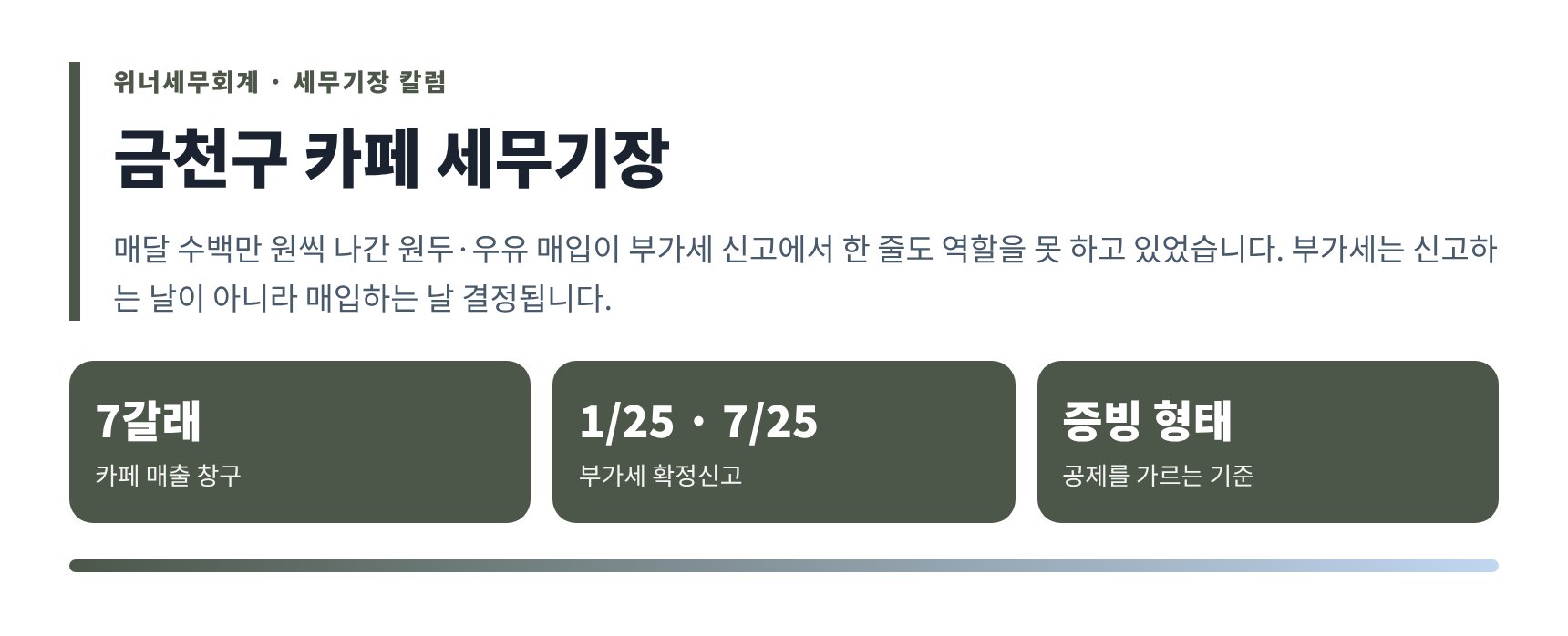 금천구 카페 세무기장 핵심 요약