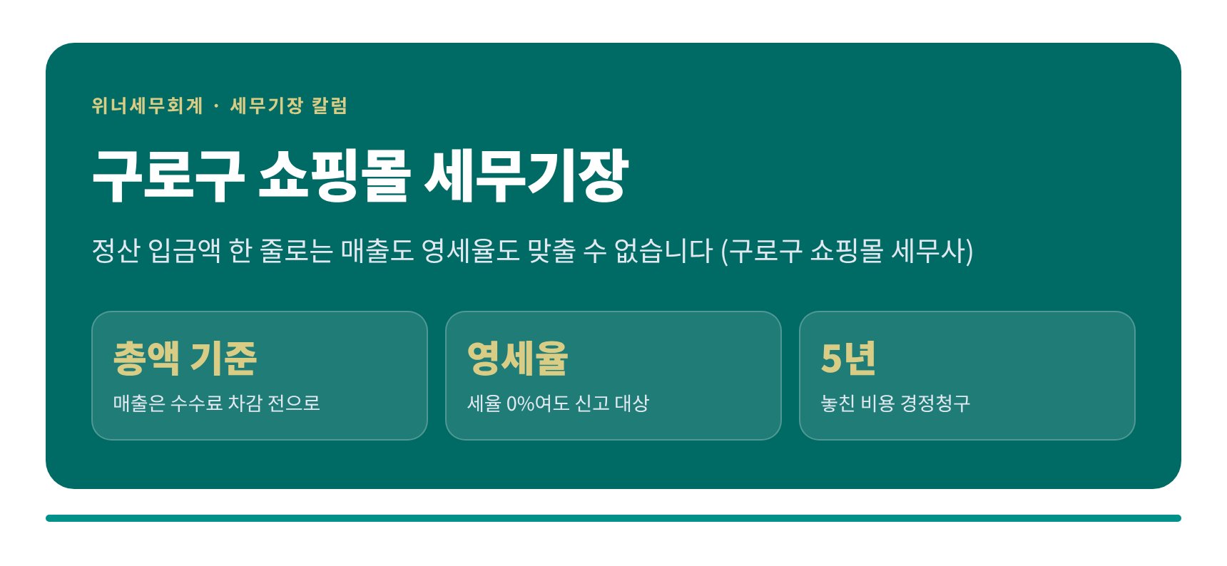 구로구 쇼핑몰 세무기장 핵심 요약 — 총액 매출과 영세율 신고