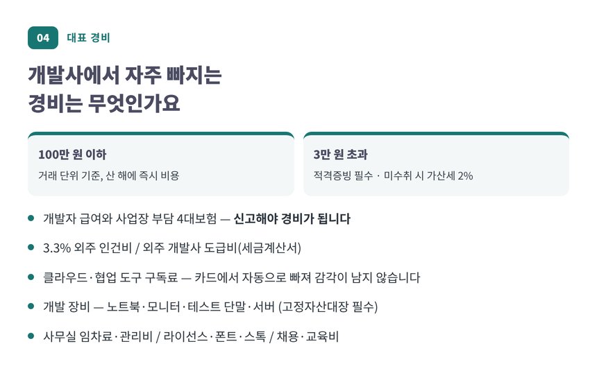 문정동 소프트웨어회사 세무기장에서 자주 빠지는 개발사 경비 항목