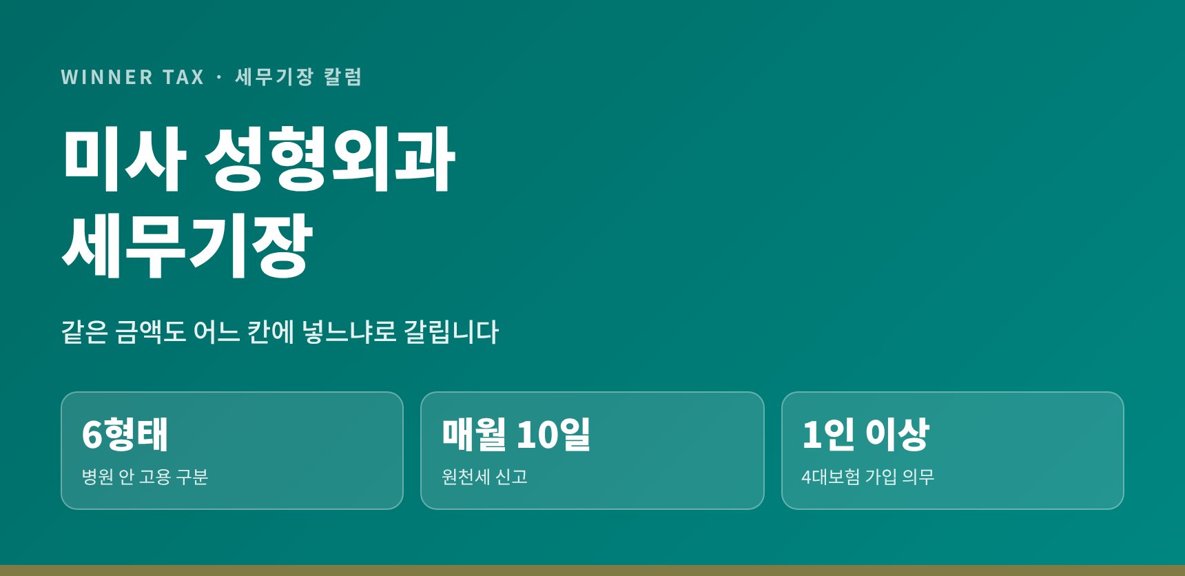 미사 성형외과 세무기장 — 같은 금액도 어느 칸에 넣느냐로 갈립니다 (미사 성형외과 세무사)