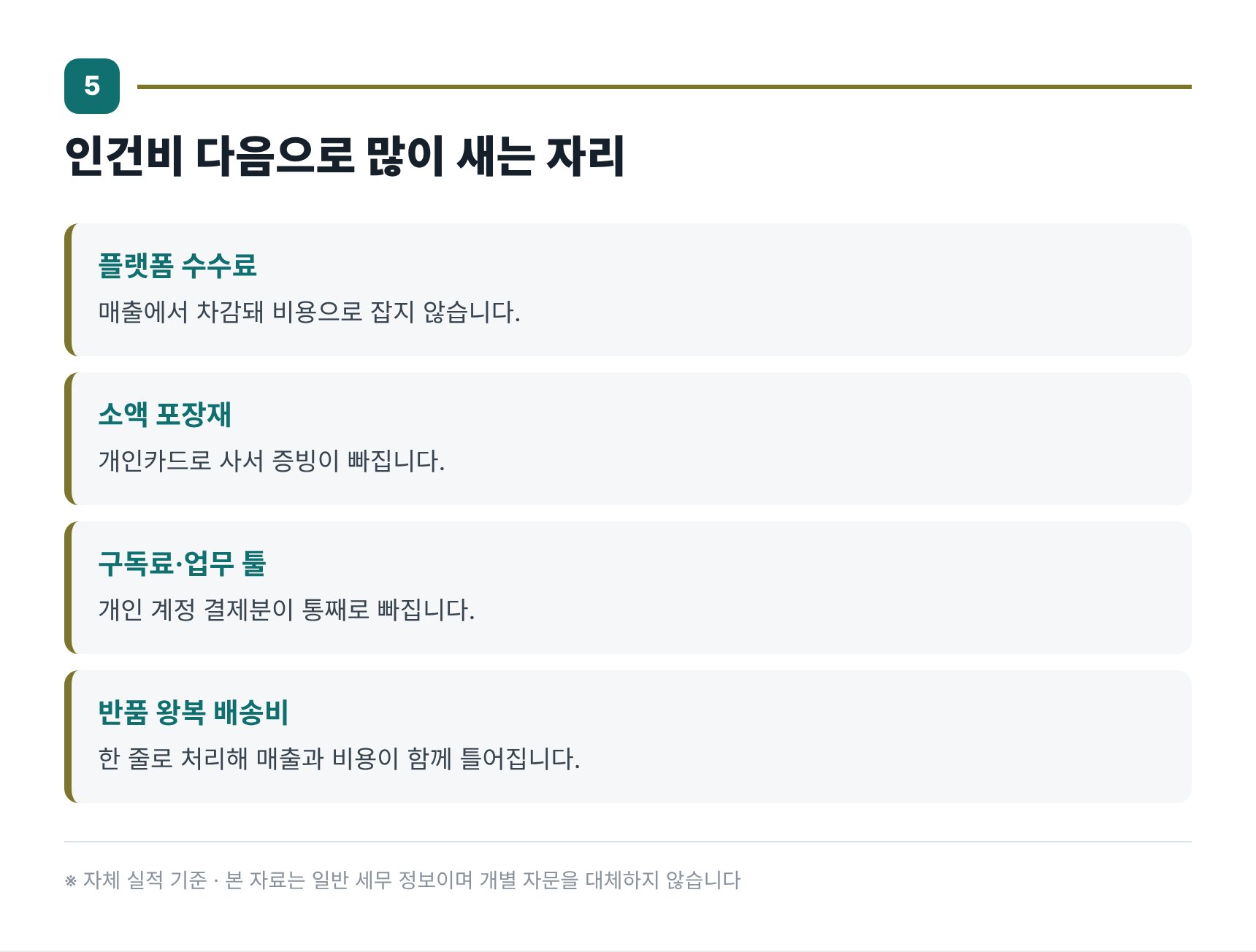 팔달구 쇼핑몰 세무사가 정리한 인건비 외 경비 누락이 잦은 항목