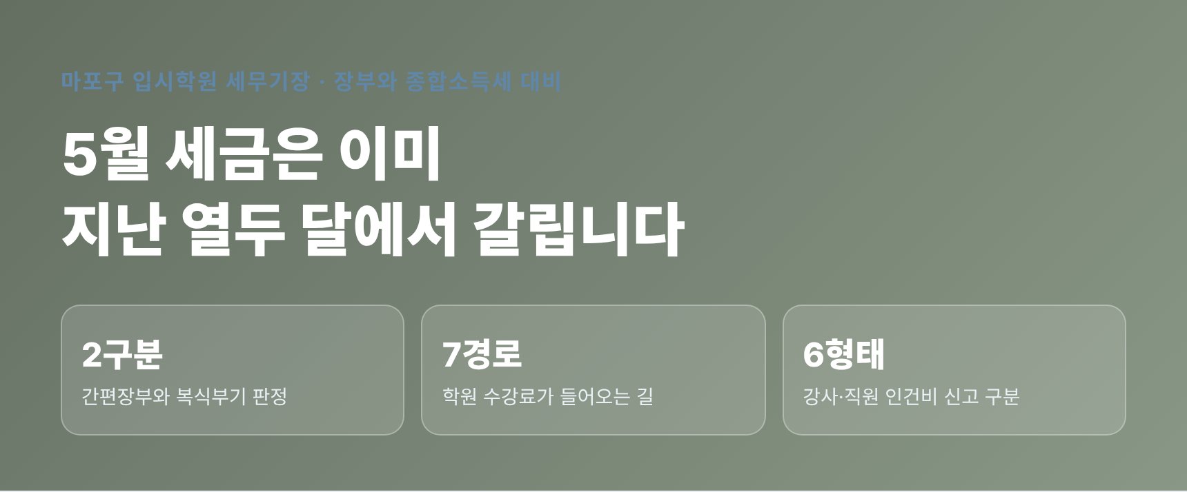 마포구 입시학원 세무기장 — 5월 세금은 이미 지난 열두 달에서 갈립니다 (마포구 입시학원 세무사)