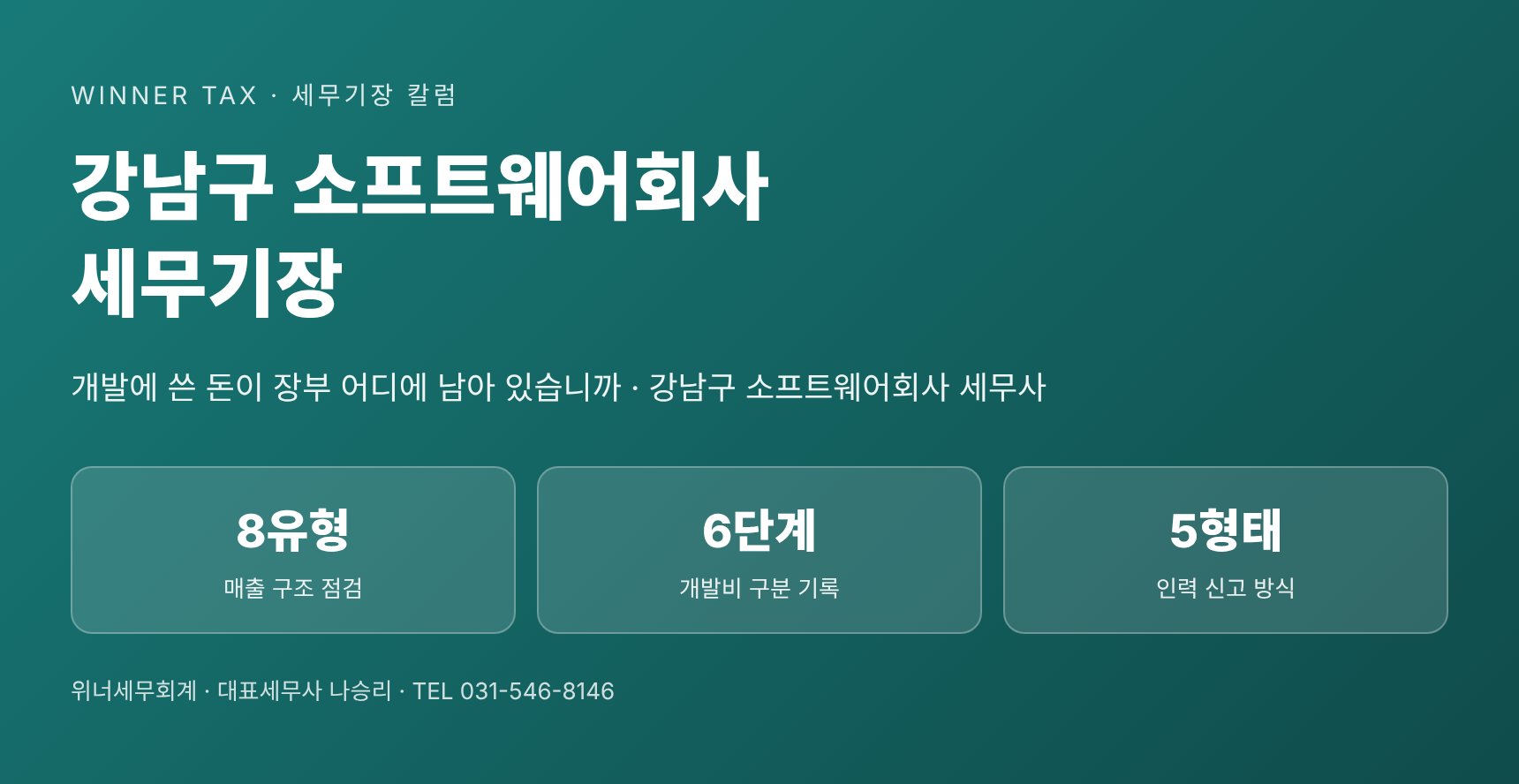 강남구 소프트웨어회사 세무기장 핵심 요약 — 연구개발비·무형자산 회계처리